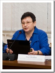 Ольга Бурматова на круглом столе по Нижнему Приангарью (Красноярск, 2012)