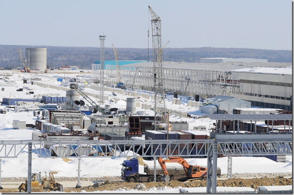 Строительство Богучанского алюминиевого завода (март 2013 г.). Фото пресс-службы ОК Русал
